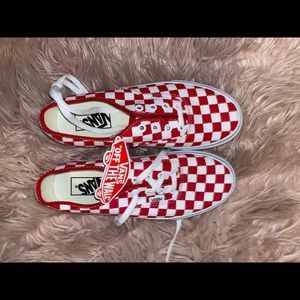 red platform checkerboard vans